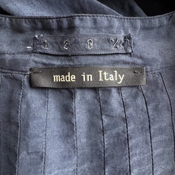 120% LINO Navy Silk-Cotton Y2K Tunic Dress - Picture 6 of 12